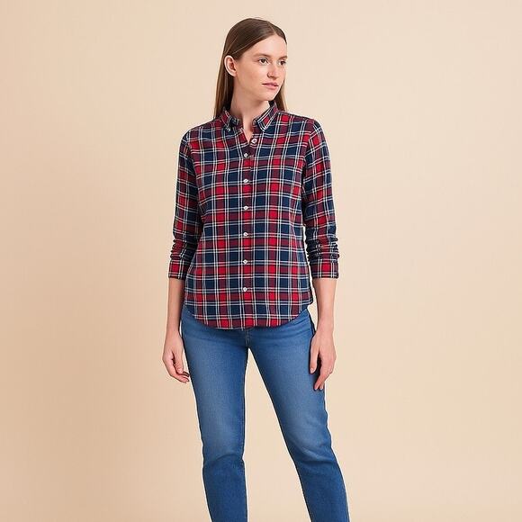 Trovata Birds of Paradis Button Down Shirt Blouse Plaid Small Long Sleeve - Picture 1 of 11